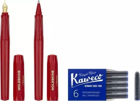 Набор Moleskine x Kaweco Перьевая ручка x Шариковая ручка Красный KAWPENSETFRED F-образный,