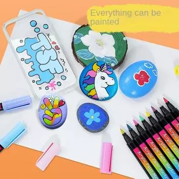 Набор мягких акриловых маркеров, цветная гуашь Gou Xianbi, керамическая модель gooka, ручка для граффити 12 colors