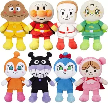 Набор мягких игрушек Anpanman Puri Chi Beans S Plus, 8 предметов, Anpanman Shokupanman Currypanman Baikinman Melonpanna Akachanman Dokin-chan Kokin-chan