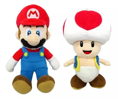 Набор мягких игрушек Mario Toad из 2 штук Super Mario ALL STAR COLLECTION & (S) [сидит примерно. 18см]