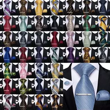 Набор мужских зажимов для галстука US Slik, розовый полосатый галстук, карманные квадратные запонки для вечеринки, 4 шт. N-7476