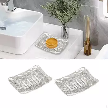 Набор мыльниц для ванной комнаты, минималистичные декоративные тарелки, самоотливной поддон, для 2x Large_Transparent