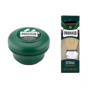 Набор мыла для бритья Proraso + помазок Мыло для бритья, мыло для бритья, крем для бритья, пена для бритья, мыло для бритья + помазок, 1 шт.