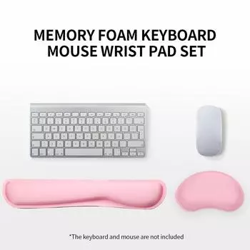 Набор накладных накладок для клавиатуры и мыши из пены с эффектом памяти, подушечки на запястья для офисной игровой клавиатуры и мыши с тканью из лайкры чёрный