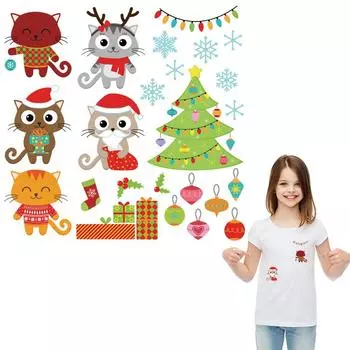 Набор наклеек для одежды с милыми зимними животными, новый дизайн, пальто, джинсы, термоперенос, сделай сам, горячая слеза, термопереводная снежинка