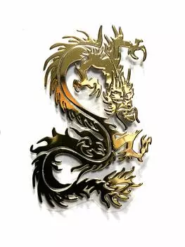 Набор наклеек-печатей в виде дракона RELIGHT, металлический оргонит, декоративный материал, талисманы на удачу, фэн-шуй, золотистые x 3 см, 2 шт., 4,5 см