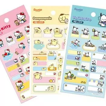 Набор наклеек с именами персонажей Sanrio, 3 шт., разные цвета