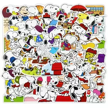 Набор наклеек Snoopy, 50 штук, водонепроницаемые наклейки Snoopy, милые наклейки Snoopy в стиле аниме, модные детские наклейки своими руками, подходящие для воды, мобильного телефона, блокнота, дневника,