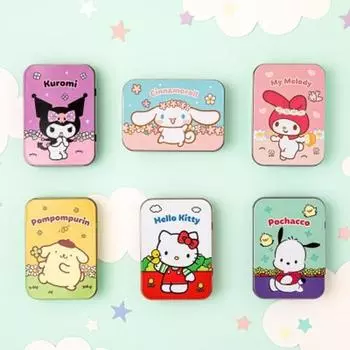 Набор наклеек Ten by Ten Sanrio в жестяном футляре (Моя Мелодия/Куроми/Чиннаморолл/Почако/Пом Пом Пурин), популярная фраза в Корее Kuromi