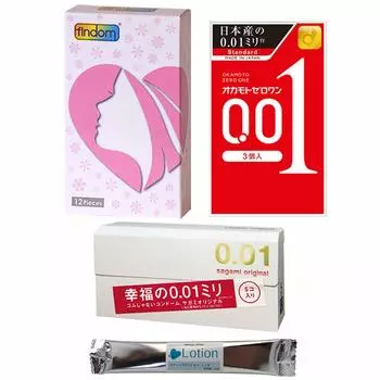 Набор напальчников Findom Okamoto 001 Sagami Original 001 Набор напальчников из 3 коробок с 1 стиком лосьона (12 шт.), (3 куска), (5 кусков)