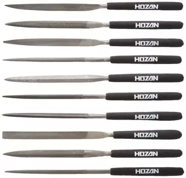 Набор напильников HOZAN, набор из 10 штук, полезны в различных ситуациях, иригуми, круглые, полукруглые, плоские, треугольные, квадратные, однолезвийные, овальные, в форме копья, в форме меча