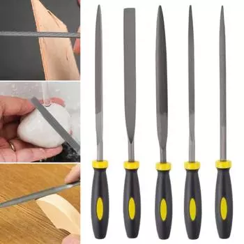 Набор напильников из легированной стали, 5 шт., прецизионные круглые, полукруглые, плоские, квадратные, треугольные ручные напильники с нескользящей эргономичной ручкой, шлифовальные инструменты для металла S
