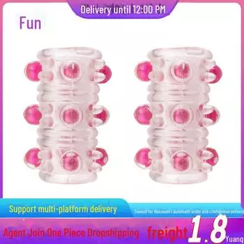 Набор насадок для пениса Pearl Dragon Ball — удлинение и утолщение с 4 или 12 шариками, плюс кольцо-фиксатор Crystal Caterpillar-Pearl Model 12 beads