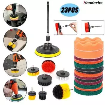 Набор насадок для сверл, 23 шт., чистящие подушечки, чистящие подушечки, мощная скрубберная щетка с удлиненной длинной насадкой LXY 23pcs
