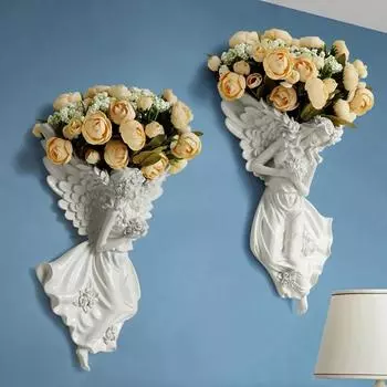 Набор настенных декоративных ваз для дома, ваза с изображением девушки-ангела, ваза с засушенными цветами, сказочная композиция для гостиной, коридора, настенный декор, подарок белый