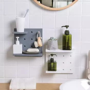 Набор настенных стеллажей для хранения вещей, ванной комнаты, гостиной, общежития, настенная доска с отверстиями, без перфорации, украшение для дома серый