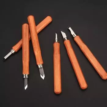 Набор ножей для резьбы по дереву ручной работы: В комплект входят нож для резьбы, перочинный нож, художественная печать, резиновый штамп. Идеально подходит для работ по дереву и штукатурке. Needle knife 3.3mm