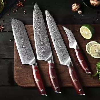 Набор ножей шеф-повара YARENH, японский дамасский VG10, коммерческий нож для домашнего приготовления из нержавеющей стали, подарок, правый и левый обоюдоострый нож, кухонный набор