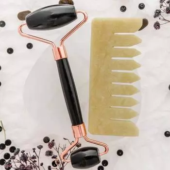 Набор обсидиановых валиков и нефритовой расчески