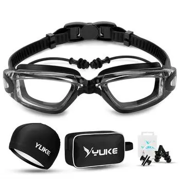 Набор очков для плавания HD, противотуманные очки для плавания, сумка для мужчин и женщин, профессиональные силиконовые водонепроницаемые очки для плавания с берушами