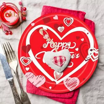 Набор одноразовой посуды для вечеринки в честь Дня святого Валентина. Бумажные тарелки, салфетки, чашки в форме сердца. Набор на 24 персоны для помолвки, свадьбы. Sets