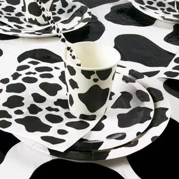Набор одноразовых товаров для вечеринки в стиле фермерской коровы, бумажные стаканчики, тарелки, скатерти, украшения для дня рождения, детский душ, товары для детской вечеринки в стиле коровы