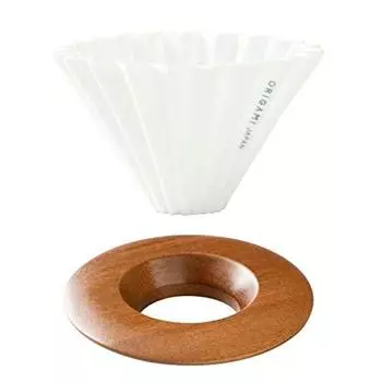 [Набор] ORIGAMI Dripper Белый S (для 1-2 человек) + Держатель для капельницы Деревянный держатель для капельницы