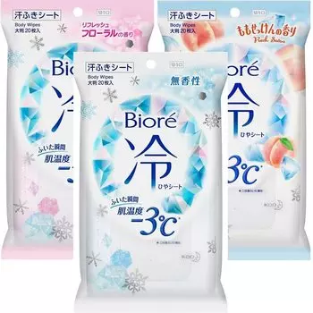 Набор освежающего цветочного мыла Biore Cold Peach Soap Biore Cold по 20 листов [ассорти из 3] Простыни, Аромат, Простыни, Аромат, Простыни, Без запаха,