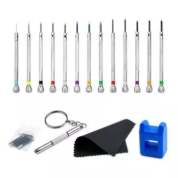 Набор отверток для часовщика, 13 шт., прецизионные отвертки 0,6-2,0 мм для часов, отвертка, набор отверток для очков