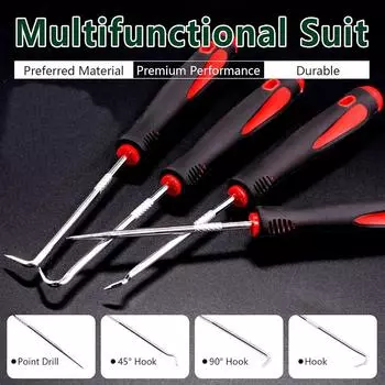 Набор отверток для сальников автомобильных автомобилей, съемник для прокладок уплотнительных колец, крючки, инструменты для ремонта уплотнений 16 см, 4 шт.