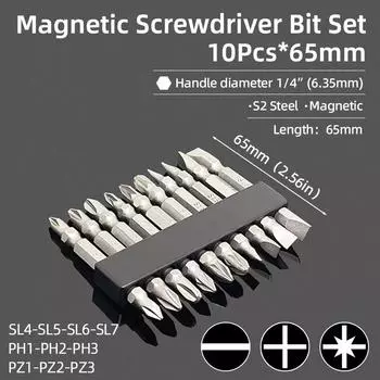 Набор отверток с двойной головкой Phillips Pozidriv, 10 шт., набор бит с плоской крестовой головкой, ручные инструменты S2, магнитные отвертки, сверла