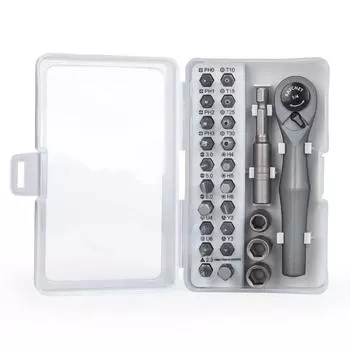 Набор отверток с храповым механизмом 25 в 1, комбинированный инструмент для бытового обслуживания, портативный многофункциональный набор отверток серый