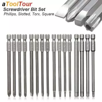 Набор отверток с крестообразным шлицем Phillip Square Torx Screw Drill Tip Strong Магнитный адаптер Длинный крестовой электроинструмент Precision Bat 100 мм