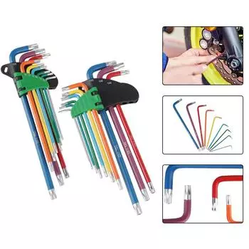 Набор отверток с шестигранными ключами, 9 предметов, набор шестигранных ключей, цветной нескользящий антикоррозийный ручной инструмент, универсальный прочный портативный внутренний шестигранный ключ 9 PCS