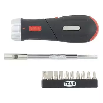 Набор отверток с трещоткой TONE RD10S для вставки бит черного цвета, 12 предметов и 6,35 мм (1/4 )