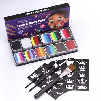 Набор палитр акварельных красок 30 цветов Профессиональный набор для рисования на лице с 3 кистями Безопасный и не with 2 paintbrushes