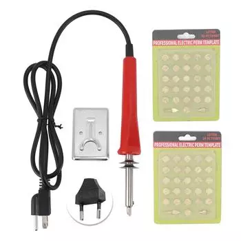 Набор паяльников, 58 предметов, латунный алфавит, номер, набор жал для выжигания по дереву для тиснения и резьбы Cr US Plug 110120V