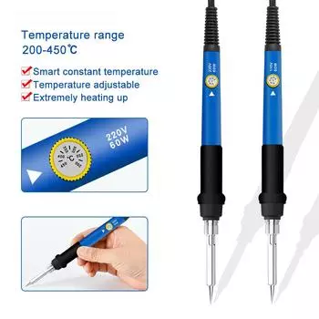 Набор паяльников 60 Вт, набор с регулируемой температурой, электрическая паяльная паяльная станция с мини-ручкой, термокарандаш, инструменты для ремонта сварки синий