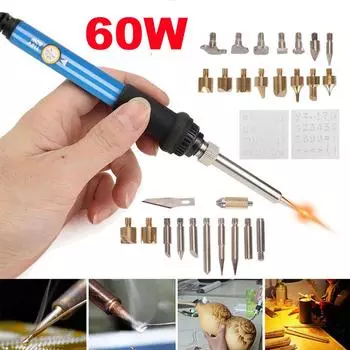 Набор паяльных пистолетов для пирографии, дровяная горелка, паяльный инструмент «сделай сам», 60 Вт 60W & US Plug