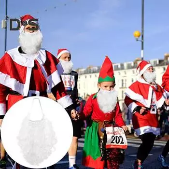 Набор париков для бороды Санта-Клауса, белый кудрявый парик для рождественского костюма, аутентичный набор париков для рождественского косплея в стиле Санты 3