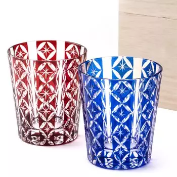 Набор парных бокалов SEIDO Kiriko Rocks Glass Old Glass Shochu Glass, изготовлен в Японии, в высококачественной коробке из павловнии 240 мл (Перегородчатая эмаль)