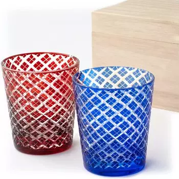 Набор парных бокалов SEIDO Kiriko Rocks Glass Old Glass Shochu Glass, изготовлен в Японии, в высококачественной коробке из павловнии 240 мл (Ярай)