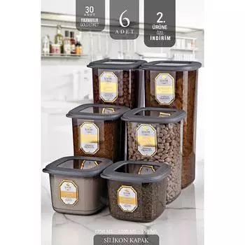 Набор Passion Home из 6 квадратных контейнеров для хранения Boly антрацитового цвета — набор, который можно собрать в несколько наборов — Food Jar