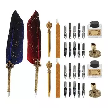 Набор перьевых ручек, изысканный ретро-набор каллиграфических ручек с несколькими сменными ручками Blue