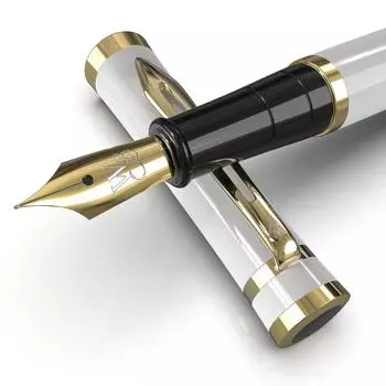 Набор перьевых ручек Wordsworth & Black, перо среднего размера с покрытием 18 карат, 24 картриджа, заправочный контейнер и подарочная коробка, отделка золотом, каллиграфия, [белый]