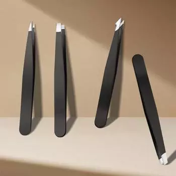 Набор пинцетов для бровей ZIKOKO: Черные инструменты из нержавеющей стали для идеального ухода — включая бороду, брови и ресницы. Bevel