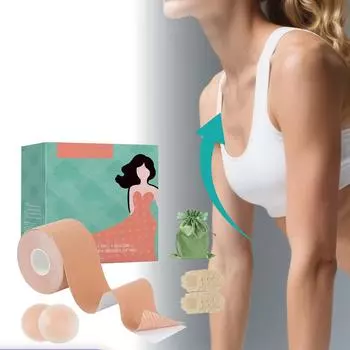 Набор пластырей для подтяжки груди и похудения водонепроницаемый и устойчивый к поту, подходит для платьев с полной чашкой и занятий спортом. One Size белый