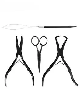 Набор плоскогубцев для наращивания волос, сумка для салона красоты, парикмахерская, из нержавеющей стали, мини-ножницы, петля, крючок, инструмент, плетение, шитье, микробусины