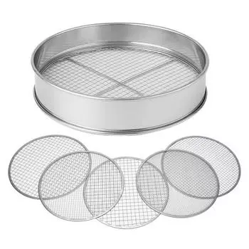 Набор почвенных сит Yousheng Рама из нержавеющей стали с 5 сменными сетчатыми вставками Сверхпрочный садовый компостный просеиватель для гравия почвы песка компоста 6pcs