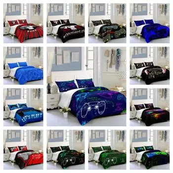 Набор пододеяльников для игр, пододеяльник королевского размера, постельные принадлежности, мягкий домашний текстиль, 3D дышащий чехол для мальчиков-подростков UK Single 135x200cm